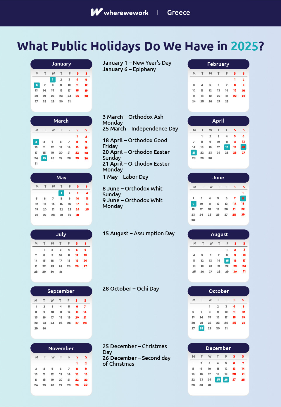  Public Holidays Greece 2025