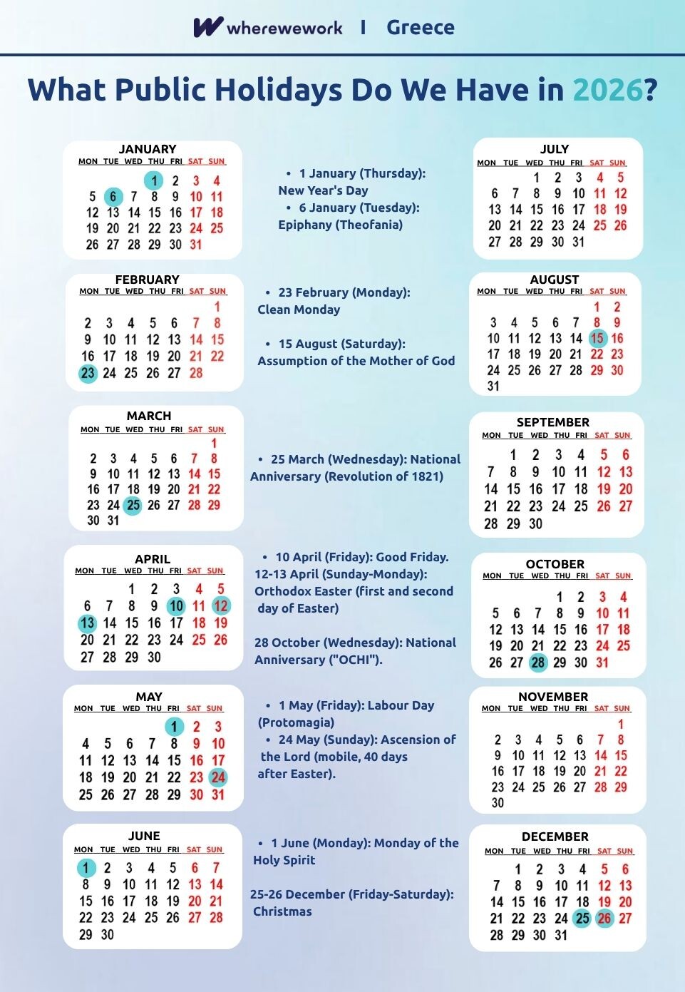 Public Holidays Greece 2026